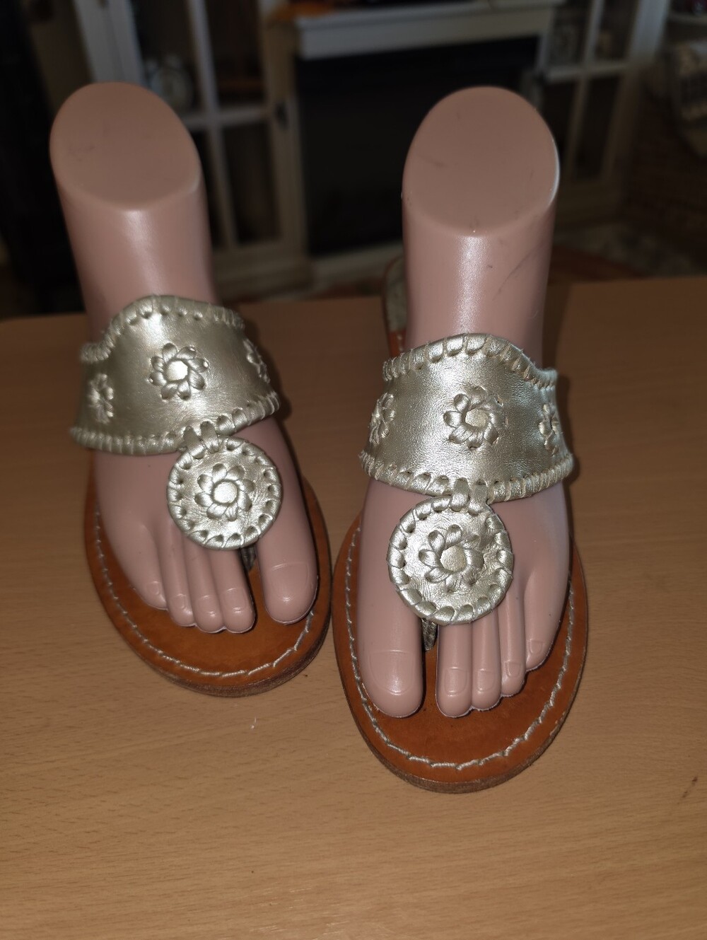 JACK ROGERS Navajo Style Sparkling Gold Sandals Size 8 Beautiful!!